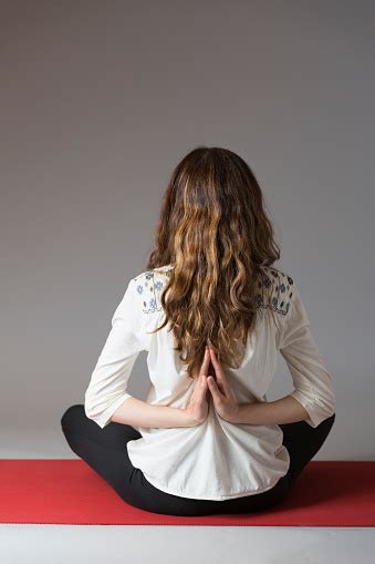 Woman In Reverse Namaste Pose During Meditation Stock Photo - Download ...