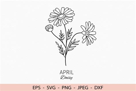 Daisy Svg April Birth Flower Birth Month Flower Birthday Flower