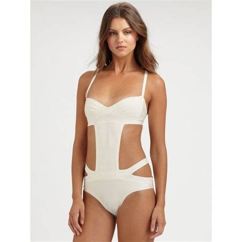 Herve Leger Strappy Cutout Swimsuit Shop Now