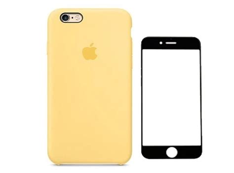 Ripley Case Silicona Iphone S Amarillo Mica De Vidrio Completo