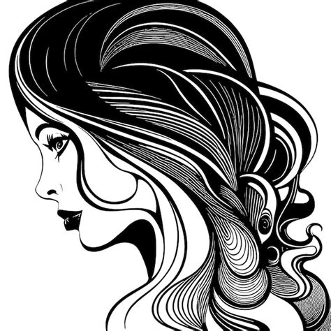 Premium Vector | Sketch of female profile silhouette art hairstyle
