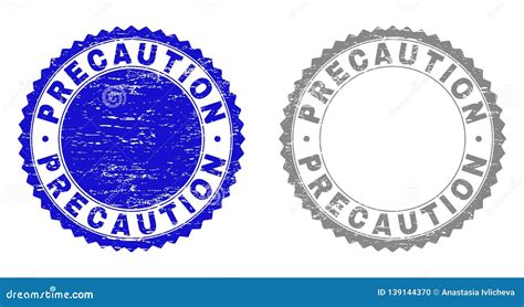 Grunge PRECAUTION Textured Stamps Stock Vector Illustration Of