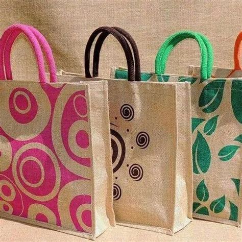 Loop Handle Printed Jute Shopping Bag Size 14 X10 Inch At Rs 55 Bag