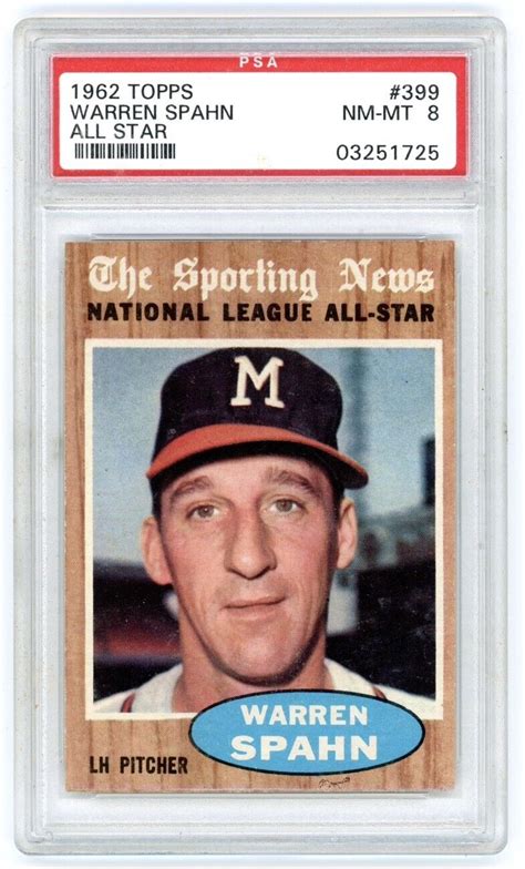 Topps Warren Spahn All Star Braves Psa Nm Mt Hof Ebay