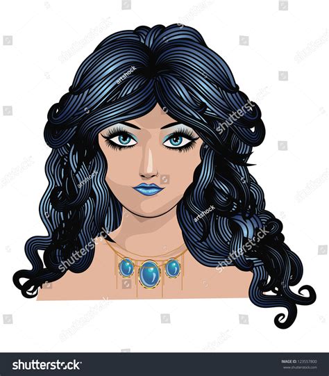 Illustration Fantasy Girl Portrait Blue Hair Stock Vector Royalty Free 123557800 Shutterstock