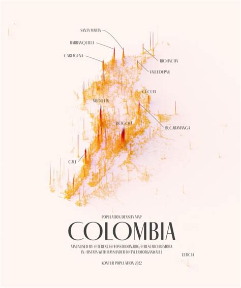 Densidad de población de Colombia 2022 Mapas Milhaud