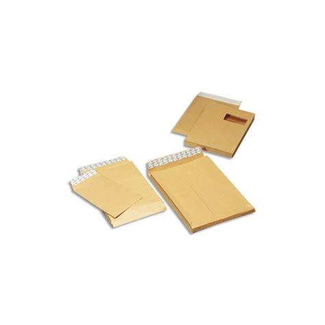 GPV Boîte de 250 pochettes kraft armé 3 soufflets C4 à fenêtre