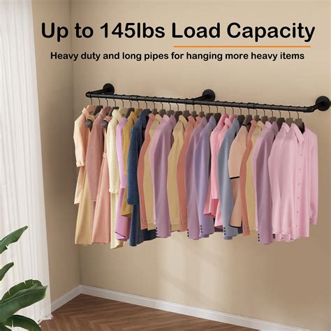 UlSpeed Clothing Rack Wall Mounted 72 4in Industrial Pipe Wall Clothes