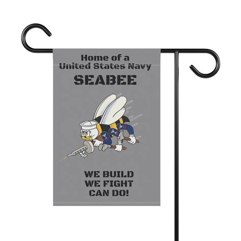 Home Of A Seabee Garden And House Banner Seabees Flag Front Yard Grey