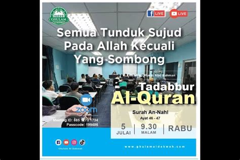 Tadabbur Surah An Nahl Ayat 46 50 Semua Tunduk Sujud Pada Allah Kecuali Yang Sombong