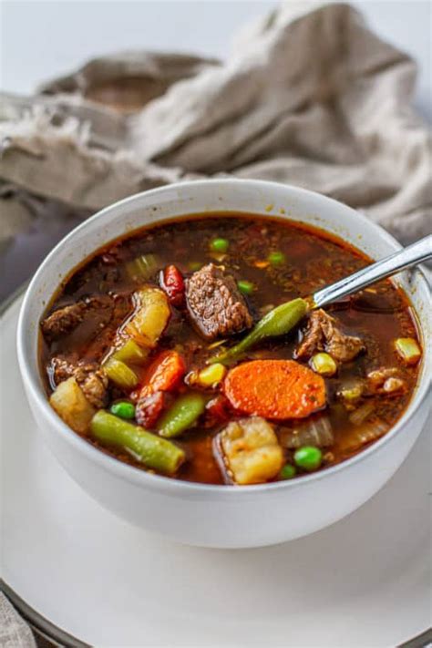 Grandmas Old Fashioned Vegetable Beef Soup Recipe Meiko And The Dish