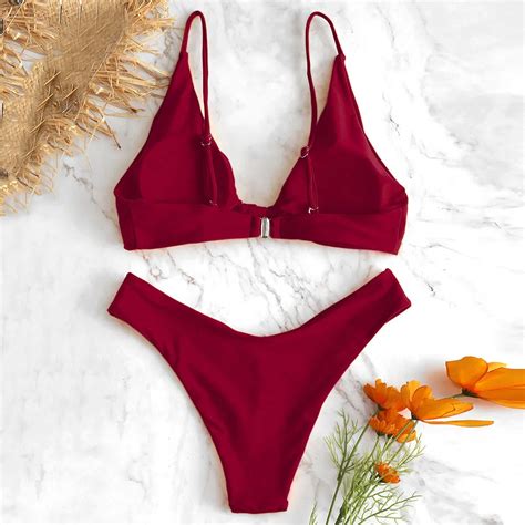 MAILLOT DE BAIN 2021 Sexy maillot de bain femmes deux pièces solide dos nu solide Femme Bikini