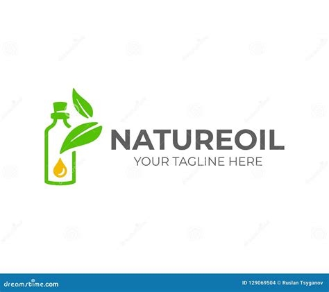 Essential Oil Logo Design Natural Oil With Fresh Herbs Vector Design