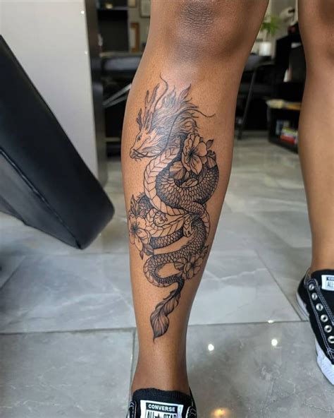 Dragon Leg Tattoo Designs For Men