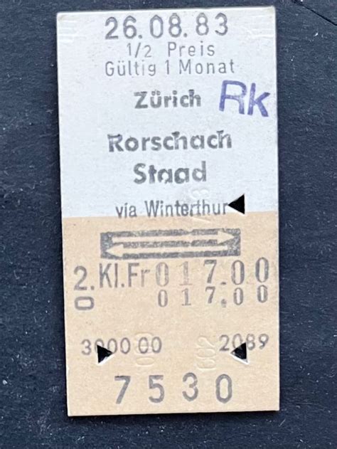 Zürich Rorschach Staad via Winterthur Billett 1983 Kaufen auf Ricardo