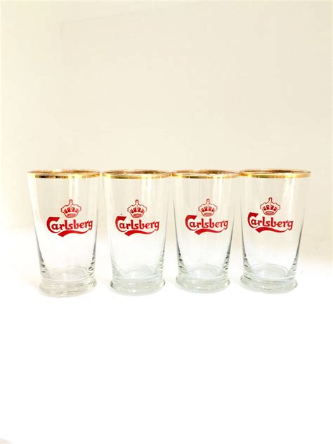 Vintage Carlsberg Pint Glasses Set Of Four Etsy Canada Vintage