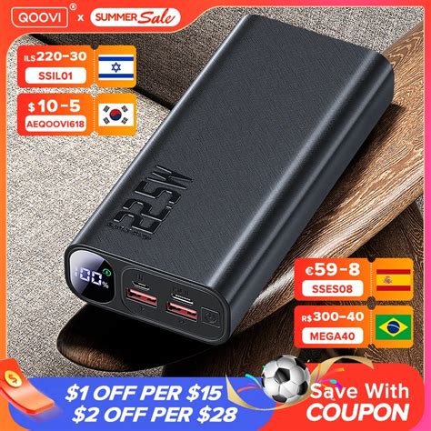 QOOVI Power Bank 20000mAh Portable PD 20W Fast Charging Poverbank