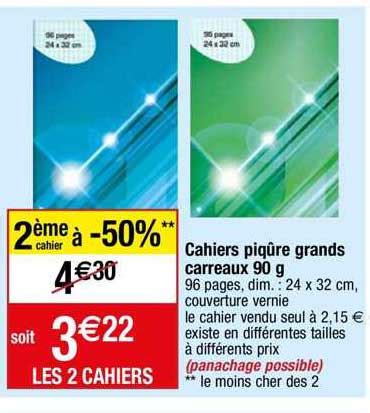 Promo Cahiers Piq Re Grands Carreaux G Chez Migros France