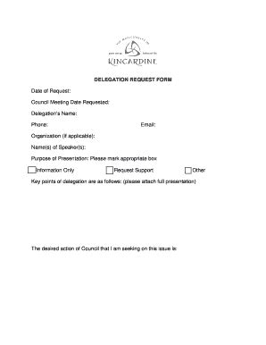 Fillable Online Kincardine Delegation Request Form Pdf The