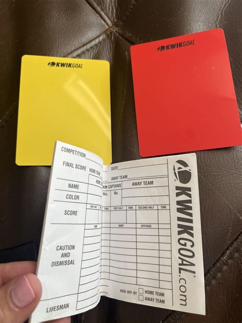 Kwik Goal Soccer Referee Wallet M Whistle Score Sheets Red Yellow