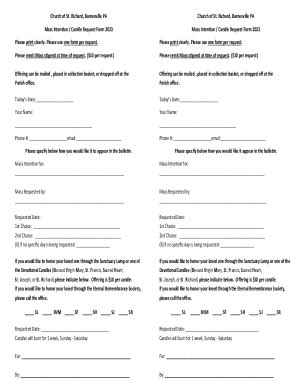 Fillable Online 2023 Mass Intention And Candle Request Form Fax Email