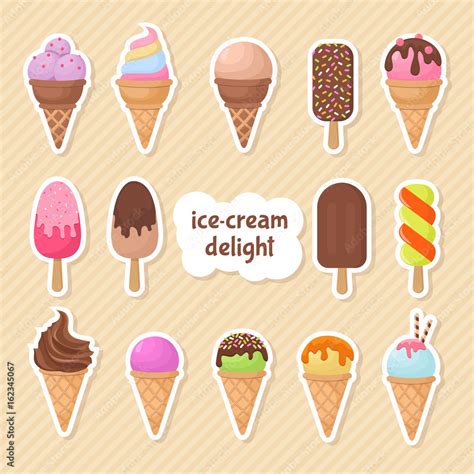 Cartoon Ice Creams Vector Stickers And Patches Stock Vector Adobe Stock