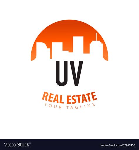 Initial Letter Uv Real Estate Creative Logo Vector Image