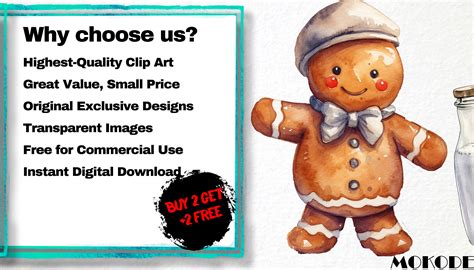 Watercolor Gingerbread Cookies Clipart Set Of 25 Christmas Sweets