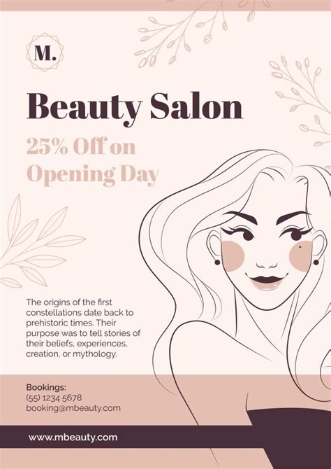 Free Linear M Beauty Hair Salon Poster template