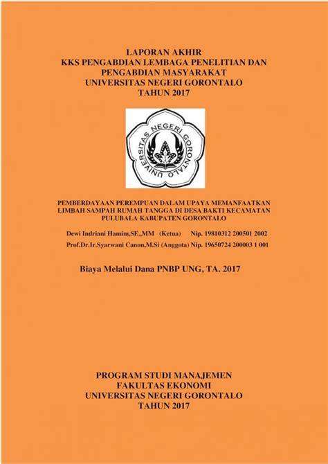 Pdf Laporan Akhir Kks Pengabdian Lembaga Limbah Sampah Rumah