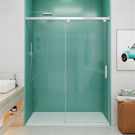 Mcocod 60 In W X 76 In H Single Sliding Frameless Soft Close Shower Door In Brushed Nickel