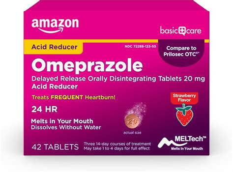 Buy Amazon Basic Care Omeprazole Delayed Release Orally Disintegrating Tablets Strawberry