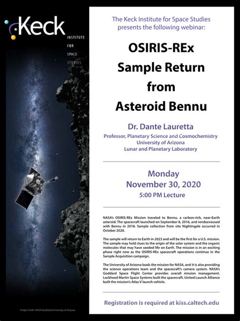 lecture osiris rex sample return  asteroid bennu
