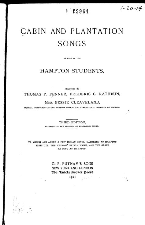 Religious Folk Songs Of The Negro Folk Songs American Imslp