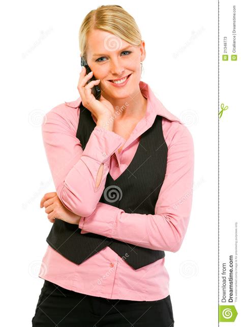 Smiling Business Woman Talking On Mobile Phone Stock Image Image Of