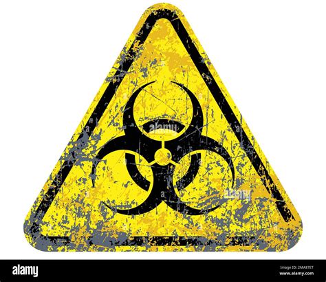 Classic Biohazard Warning Symbol In Yellow Triangle Vector Isolated On