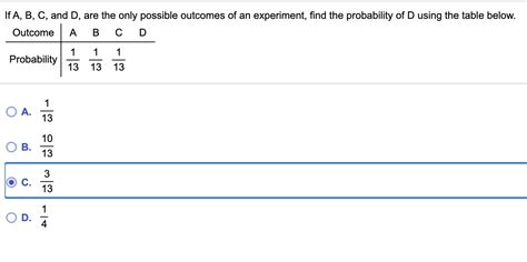 Solved If A B C And D Are The Only Possible Outcomes Of Chegg