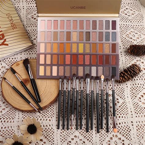 UCANBE 60 Colors Naked Eyeshadow Palette 15Pcs Makeup Brush Set All