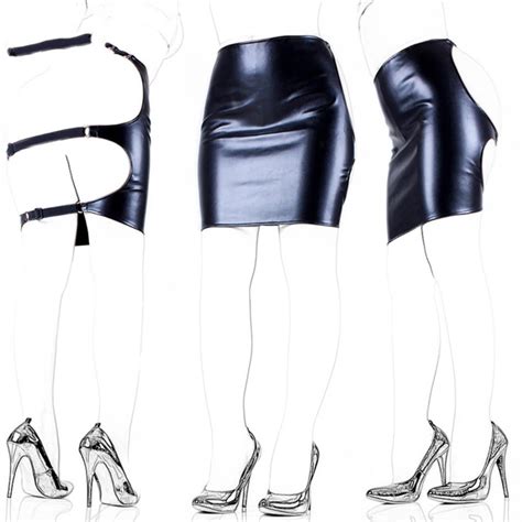 Flirting Ass Exposed Skirt Pu Leather Fetish Dress Bdsm Bondage