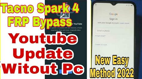 Tecno Spark Frp Bypass Youtube Update Solution Without Pc