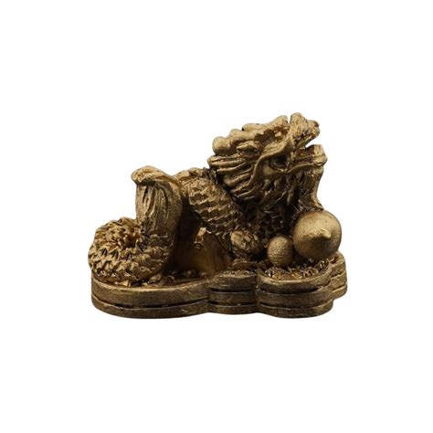 Statueta Feng Shui Dragon Cu Wu Lou Si Monede Din Rasina Cm