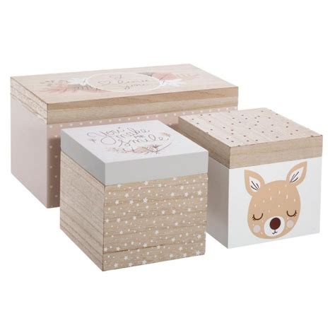 Lot de 3 Boîtes de Rangement Enfant Love 30cm Naturel pas cher à prix