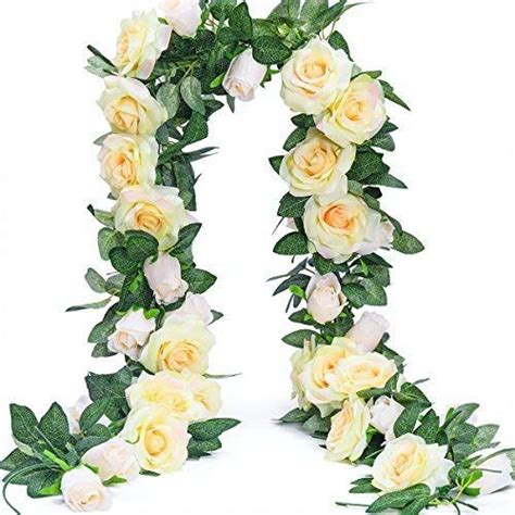 PARTY JOY 6 5Ft Artificial Rose Vine Silk Flower Garland Hanging