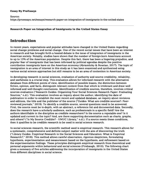 📌 Research Paper On Integration Of Immigrants In The United States