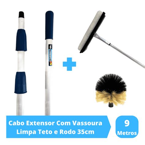 Cabo Extensor 9 Metros Vassoura Limpa Forro Teto E Rodo 35cm Limpa