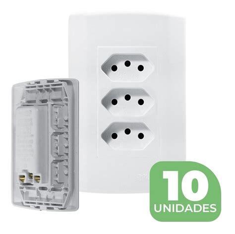 Kit Tomadas Triplas Linha F Cil A X Pluzie Modular