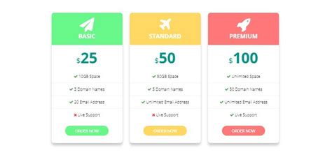 Css Pricing Table Pricing Table Examples