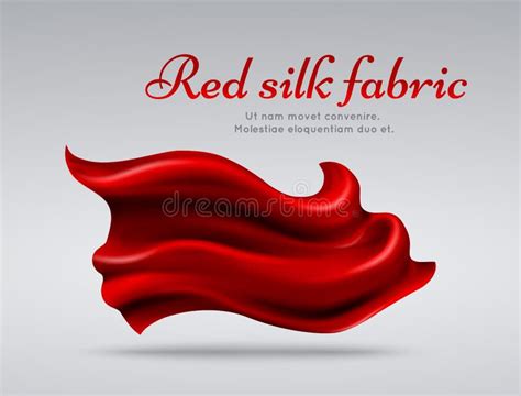 Flying Red Silk Textile Fabric Flag Satin Ribbon Vector Illustration