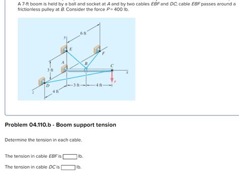 Solved A Ft Boom Is Held By A Ball And Socket At A And By Chegg