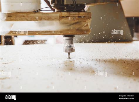 cnc router machine creates  layout   shelf complex stock photo